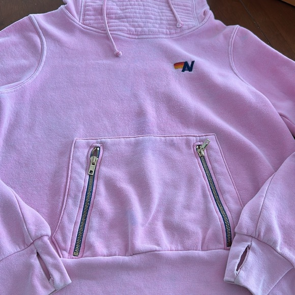 Aviator nation pink hoodie sweatshirt zip pocket - Picture 9 of 16